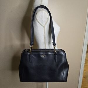 Coach Christie Oroton Navy Blue Leather Top Handle Satchel Bag